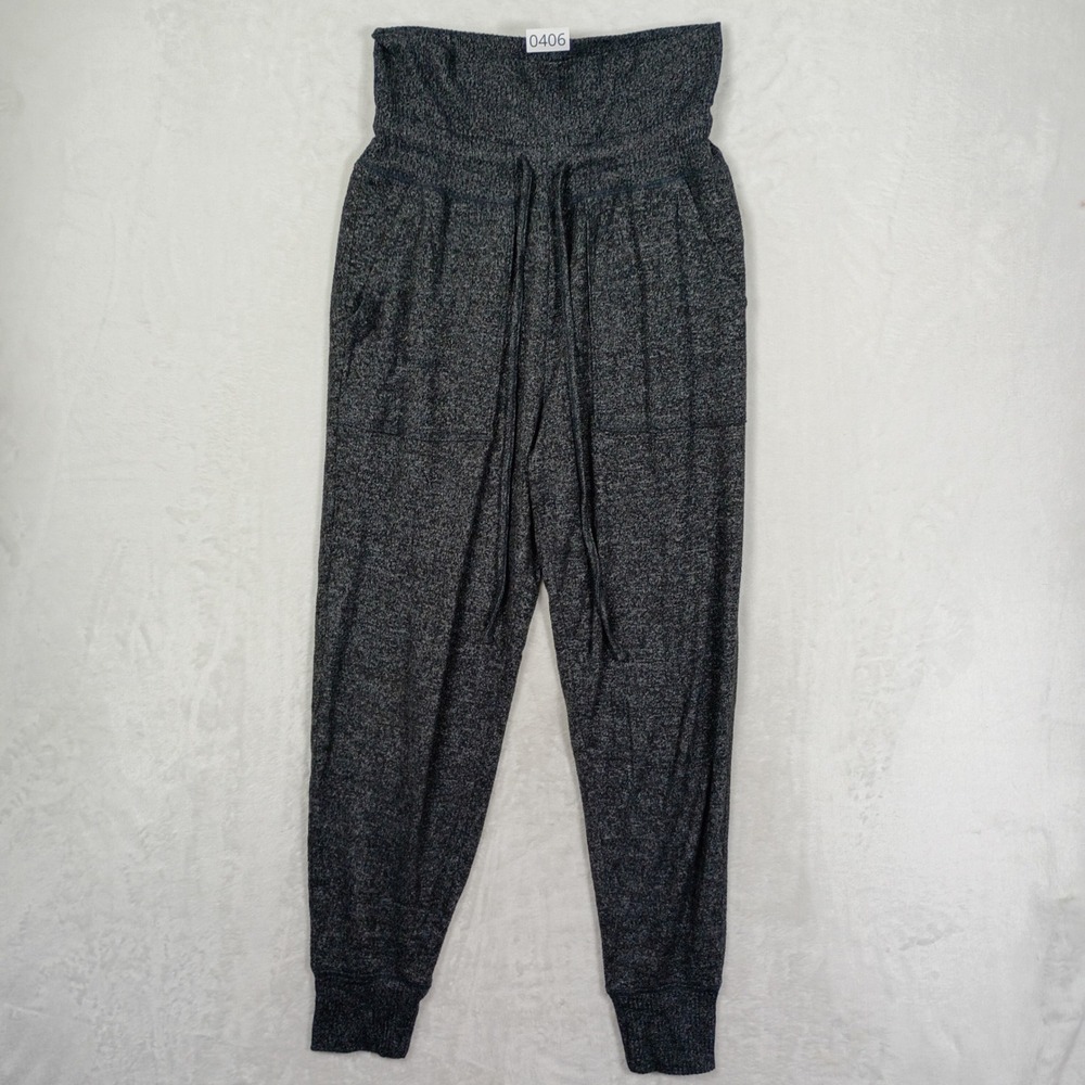 Aerie Joggers Womens Small Gray Marled High Waist Smocked Lounge Pants Sweatpant
